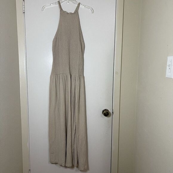 Free People FP beach Spell On You Maxi gauze cinch Dress tan oat US Small - Picture 5 of 9